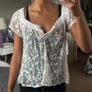 White Lace Floral Top